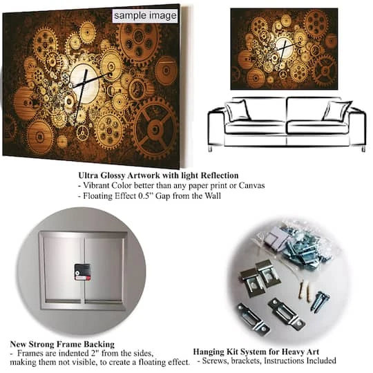 Designart 'Creative Flower In Multiple Colors Farmhouse Rectangular Wall Clock 7 Designart 'Creative Flower In Multiple Colors Farmhouse Rectangular Wall Clock - Image 5