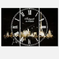 Designart 'Paris Dark Silhouette Mediterranean Multipanel Wall Clock
