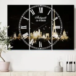 Designart 'Paris Dark Silhouette Mediterranean Multipanel Wall Clock -Michaels Decor Sale D452939S 2