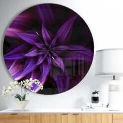 Designart Fractal Flower Purple Wall Clock -Michaels Decor Sale D452993S 2