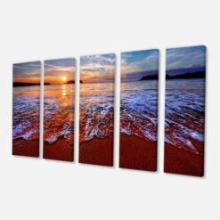 Designart - Colorful Sunset With Bright Waters - Seashore Canvas Art Print -Michaels Decor Sale D464035S 3