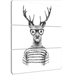 Designart - Dressed Up Deer - Sketch Animals Painting Print On Wrapped Canvas Set -Michaels Decor Sale D467272S 3