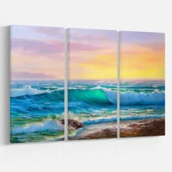 Designart - Sunsets Over Ocean Waves - Sea & Shore Painting Print On Wrapped Canvas Set 9 Designart - Sunsets Over Ocean Waves - Sea & Shore Painting Print On Wrapped Canvas Set -Michaels Decor Sale D467604S 3