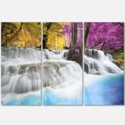 Designart - Erawan Waterfall - Purple - Photography Canvas Art Print
