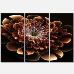 Designart - Brown Fractal Flower - Modern Floral Canvas Art Print