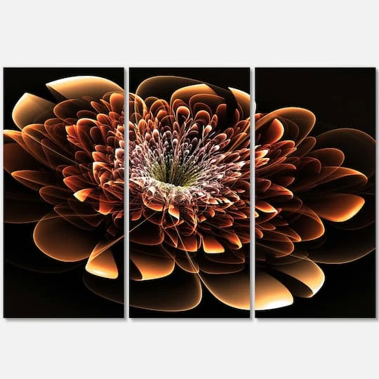 Designart - Brown Fractal Flower - Modern Floral Canvas Art Print 3 Designart - Brown Fractal Flower - Modern Floral Canvas Art Print
