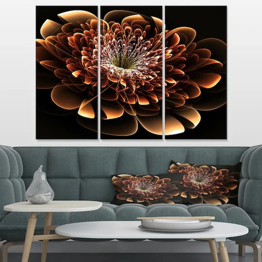 Designart - Brown Fractal Flower - Modern Floral Canvas Art Print 5 Designart - Brown Fractal Flower - Modern Floral Canvas Art Print - Image 3