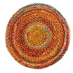 3ft. X 3ft. Hand Braided Boho Colorful Chindi Round Rug