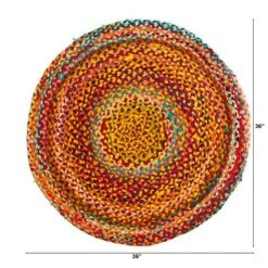 3ft. X 3ft. Hand Braided Boho Colorful Chindi Round Rug 8 3ft. X 3ft. Hand Braided Boho Colorful Chindi Round Rug -Michaels Decor Sale D478700S 2