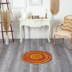 3ft. X 3ft. Hand Braided Boho Colorful Chindi Round Rug 9 3ft. X 3ft. Hand Braided Boho Colorful Chindi Round Rug -Michaels Decor Sale D478700S 3