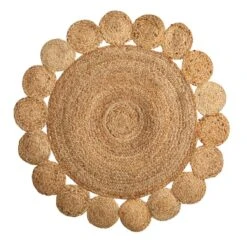 3ft. X 3ft. Hand Braided Mandala Jute Round Rug