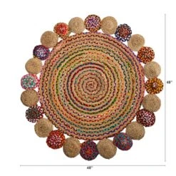 4ft. X 4ft. Hand Braided Colorful Chindi Jute Mandala Round Rug -Michaels Decor Sale D478704S 2