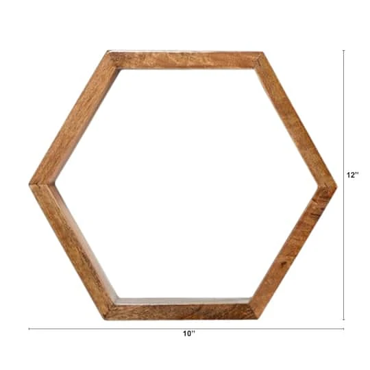 12" Wooden Hexagon Floating Honeycomb Shelf (Set Of 5) 5 12" Wooden Hexagon Floating Honeycomb Shelf (Set Of 5) - Image 3