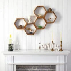 12" Wooden Hexagon Floating Honeycomb Shelf (Set Of 5) 11 12" Wooden Hexagon Floating Honeycomb Shelf (Set Of 5) -Michaels Decor Sale D478730S 4