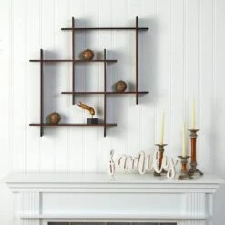 24" Wood Crosshatch Floating Shelves Wall Art Decor -Michaels Decor Sale D478736S 3