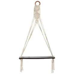 25" X 16" Macrame Wall Hanging With Wooden Shelf 7 25" X 16" Macrame Wall Hanging With Wooden Shelf -Michaels Decor Sale D478745S 1 1