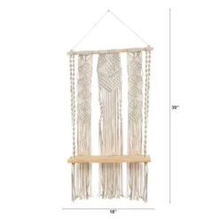 2.5ft. X 1.5ft. Layered Macrame Wall Hanging With Wooden Shelf -Michaels Decor Sale D478751S 2