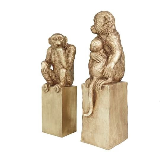 Set Of 2 Gold Resin Glam Sculpture, 18" X 7" X 6" 5 Set Of 2 Gold Resin Glam Sculpture, 18" X 7" X 6" - Image 3