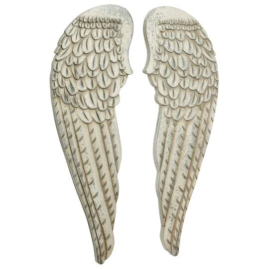 40" White Wood Vintage Wings Wall Décor Set 4 40" White Wood Vintage Wings Wall Décor Set - Image 2