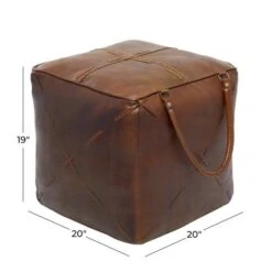 19" Brown Leather Rustic Stool -Michaels Decor Sale D489317S 12