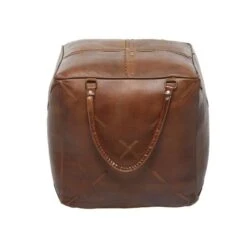 19" Brown Leather Rustic Stool -Michaels Decor Sale D489317S 6