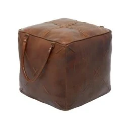 19" Brown Leather Rustic Stool -Michaels Decor Sale D489317S 7