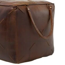 19" Brown Leather Rustic Stool -Michaels Decor Sale D489317S 8