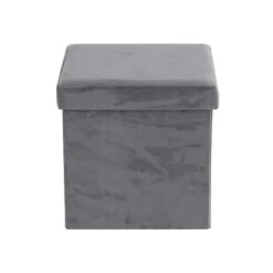 17" Modern Fabric Storage Stool Gray
