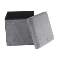 17" Modern Fabric Storage Stool Gray -Michaels Decor Sale D489318S 3