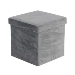 17" Modern Fabric Storage Stool Gray -Michaels Decor Sale D489318S 4