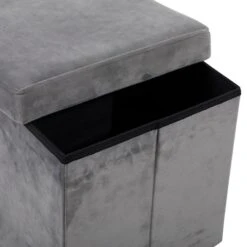 17" Modern Fabric Storage Stool Gray -Michaels Decor Sale D489318S 5