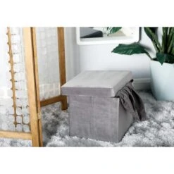 17" Modern Fabric Storage Stool Gray -Michaels Decor Sale D489318S 8