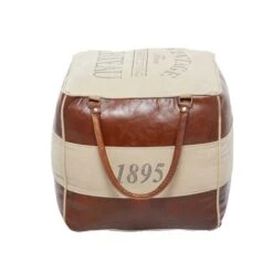 Brown Canvas Rustic Stool, 19" X 21" X 20" 19 Brown Canvas Rustic Stool, 19" X 21" X 20" -Michaels Decor Sale D489320S 3