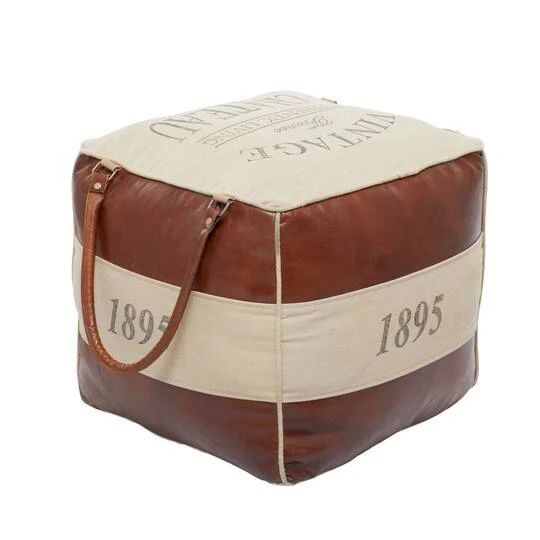 Brown Canvas Rustic Stool, 19" X 21" X 20" 8 Brown Canvas Rustic Stool, 19" X 21" X 20" - Image 6