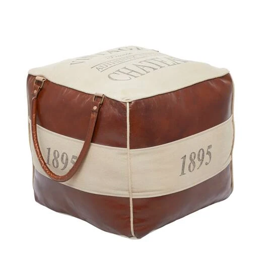 Brown Canvas Rustic Stool, 19" X 21" X 20" 10 Brown Canvas Rustic Stool, 19" X 21" X 20" - Image 8