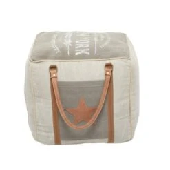 Grey Canvas Rustic Stool, 19" X 21" X 21" -Michaels Decor Sale D489334S 2