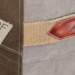 Brown Canvas And Leather Rustic Pouf, 19" X 17" X 17" 19 Brown Canvas And Leather Rustic Pouf, 19" X 17" X 17" -Michaels Decor Sale D489336S 6