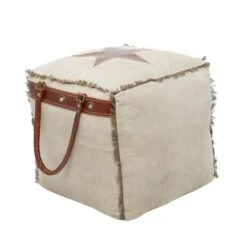 Brown Canvas Rustic Stool, 19" X 20" X 20" 20 Brown Canvas Rustic Stool, 19" X 20" X 20" -Michaels Decor Sale D489358S 4