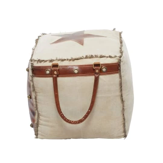 Brown Canvas Rustic Stool, 19" X 20" X 20" 8 Brown Canvas Rustic Stool, 19" X 20" X 20" - Image 6