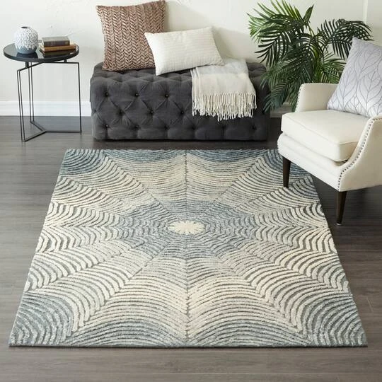 Light Gray Wool Contemporary Hand Hooked Rug, 5ft. X 8ft. 9 Light Gray Wool Contemporary Hand Hooked Rug, 5ft. X 8ft. - Image 7