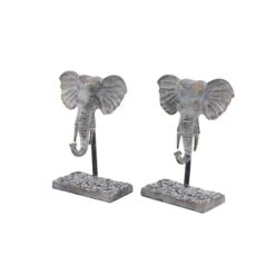 12" Gray Eclectic Elephant Sculptures, 2ct.
