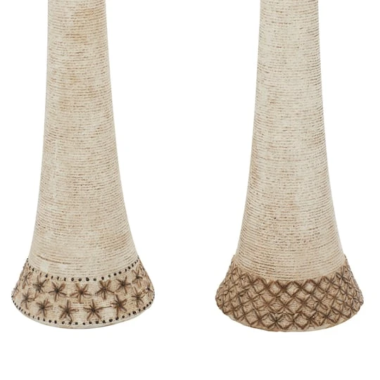 Set Of 2 White Stone Contemporary Sculpture 6", 31" 7 Set Of 2 White Stone Contemporary Sculpture 6", 31" - Image 5