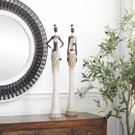 Set Of 2 White Stone Contemporary Sculpture 6", 31" 10 Set Of 2 White Stone Contemporary Sculpture 6", 31" - Image 8