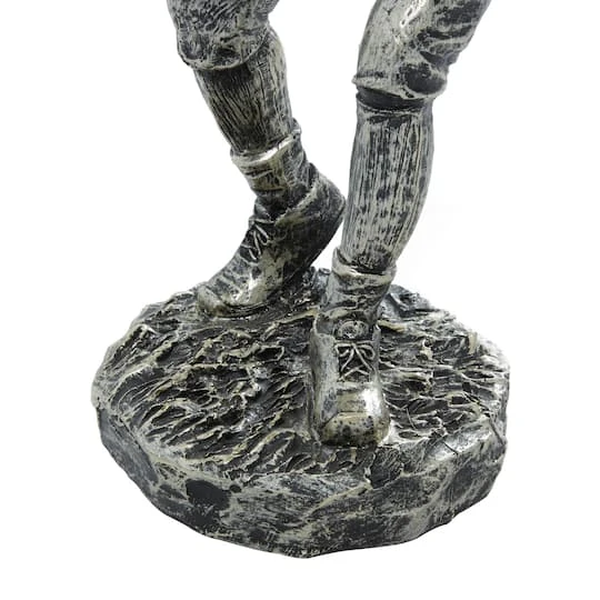 Silver Polystone Sculpture, Baseball Player 16" X 6" X 6" 7 Silver Polystone Sculpture, Baseball Player 16" X 6" X 6" - Image 5