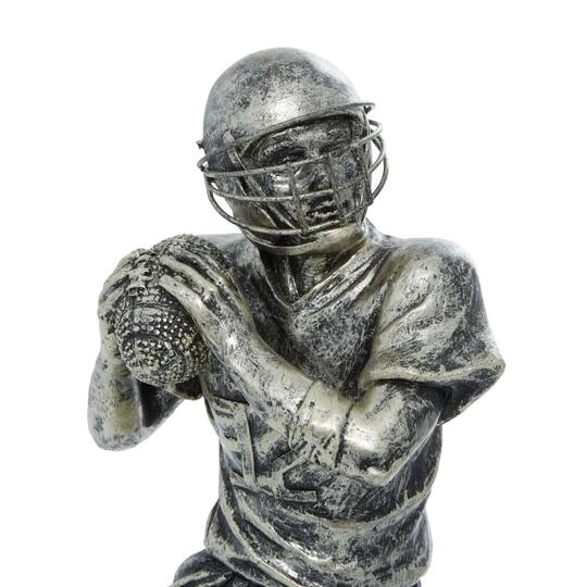 Silver Polystone Sculpture, Baseball Player 16" X 6" X 6" 8 Silver Polystone Sculpture, Baseball Player 16" X 6" X 6" - Image 6
