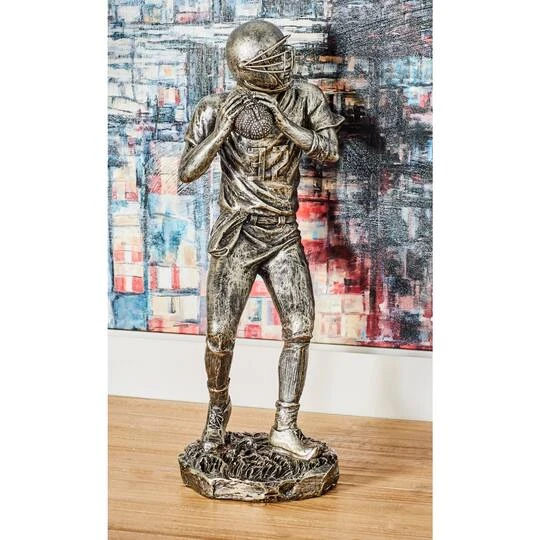 Silver Polystone Sculpture, Baseball Player 16" X 6" X 6" 10 Silver Polystone Sculpture, Baseball Player 16" X 6" X 6" - Image 8