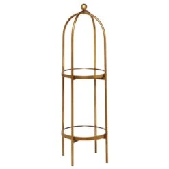 Gold Metal Glam Standing Mirror Shelves, 46" X 16" X 18"