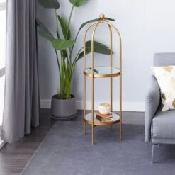 Gold Metal Glam Standing Mirror Shelves, 46" X 16" X 18" 17 Gold Metal Glam Standing Mirror Shelves, 46" X 16" X 18" -Michaels Decor Sale D493182S 7