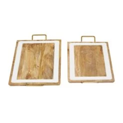 White & Brown Mango Wood Modern Tray Set -Michaels Decor Sale D493650S 2