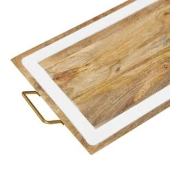White & Brown Mango Wood Modern Tray Set -Michaels Decor Sale D493650S 4